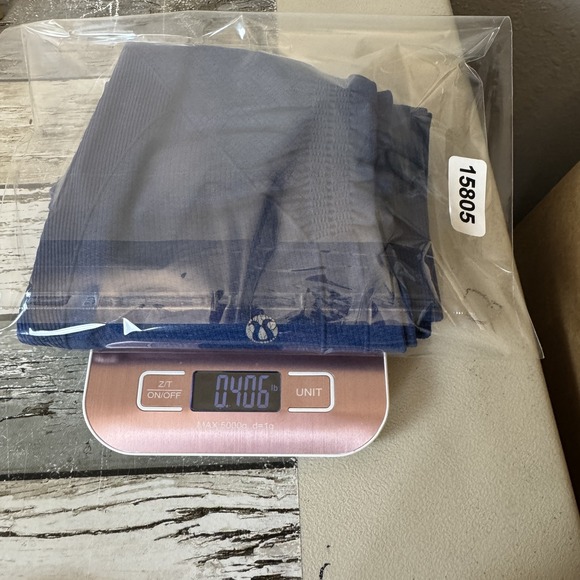 Lululemon Crop Leggings Womens Medium Blue Seamless Ruched Workout Yoga Pants - Picture 11 of 11